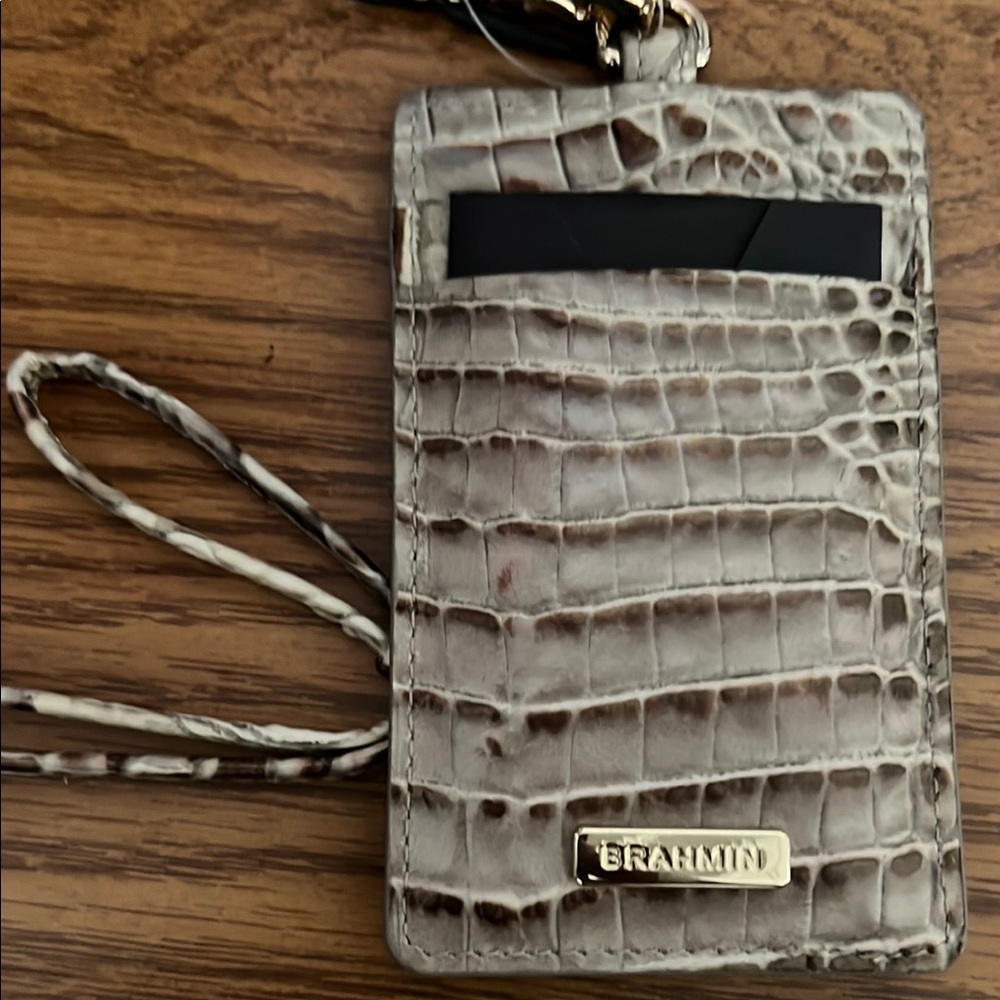 Brahmin Croc-Embossed Card Holder with Wrist Strap